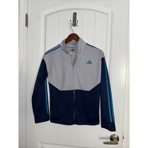 Adidas - Regular Fit - Full-Zip Track Jacket Blue, Gray Youth Size Medium 10/12